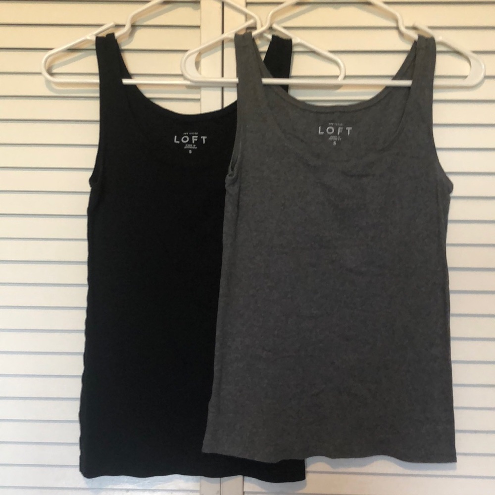 Loft two tank tops, black gray small